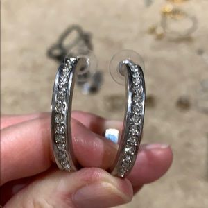 Silver earrings with cubic zirconia diamond insets